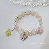 Bracelets de charme moda rosa pulseira de folhas florais da moda Lily Valley Butterfly Heart Pearl Badaded for Women feminino Jewelr feminino Jewelr