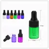 300pcs 2ml Garraco de gotas de vidro 2cc Blue Green Purple Rose Glsss Bottle com Mini Glass Cosmético Recipiente Cosmético