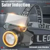 Head lamps Solar Charging XPE LED Headlamp Motion Sensor Headlight Battery Head Flashlight USB Waterproof Camp Head Lamp Torch Work Light P230411