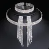 Wedding Jewelry Sets 2023 Classic Elegant Tassel Crystal Bridal African Necklace Earrings Bracelet WX081 231110
