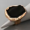 Bandringar Tocona Bohemian Blk Stone Joint Ring for Women Men Charms Dripping Oil Big Joint Ring Gothic Jewelry Cessories 16916 P230411