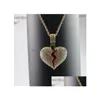 Collares colgantes Corazón roto Iced Out Collar para hombre Bling Crystal Rhinestone Love Charm Gold Sier Cadena torcida para mujeres Dhgarden Otdu5