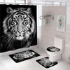 Zasłony prysznicowe Tiger Lopard Animals Drukowanie Zestaw zasłony poliester w łazience dywaniki dywanowe dywany toaletowe dekoracje domu310q