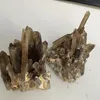 Dekorative Figuren 1pc Natürlicher Tee Kristall Cluster Mineral Rauchquarz Heilung Runde Ader Lehrstein Heimdekoration
