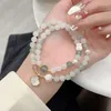 Charm Bracelets Sweet Stone Beaded Bracelet For Women Beautiful Two-round Jade Fashionable Accessory Daily Wear Ins Style Fine Jewelry Gifts