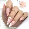 False Nails 24pcs Manicure Fake Nials Marble And Love Heart DIY Wavy Super Long Stiletto French
