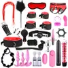 Cockrings BDSM Kits de couro sexy Conjunto de brinquedos para homens para homens algemares algemas grampos de mamilo chicotear buttador de plugue anal de metal 230411