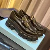 Mocassino di design di alta qualità per uomo donna Monolith Mocassini in pelle nera Platform Sneaker Scarpe eleganti casual Scarpe penny piatte Suola robusta