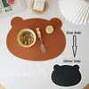 Söt björnmönster läderbord matta dubbelsidig solida barn som är matsering placemat vattentät oljeproakt värmeisolerad dyna
