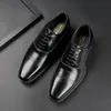 أحذية Oxford Men Pu Low Heel Solid Color Solved Lace Up Business Gentleman أحذية واحدة