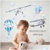 Wandaufkleber Aquarell Flugzeug Luftballon Aufkleber Kinder Babyzimmer Dekoration Pvc Wandbild Aufkleber Kinderzimmer Tapete Drop Delive Dhdxh