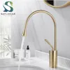 Torneiras de pia do banheiro Modern Basin Bacia escovada Mixer de torneira montada em ouro preto montado Brass fria para 230410