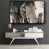 Elefante dell'Africa selvaggia Pittura su tela di animali in bianco e nero Poster e stampe Cuadros Immagini da parete per l'arredamento del soggiorno