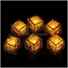 Candles 12 Pieces Flameless Led Submersible Light Candle Color Changing Glow Ice Cube For Party Drop Delivery Home Garden Dhakd