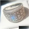 Med sidogonter Mens Sier Diamond Ring Högkvalitativa modförlovningsringar för kvinnor Drop Leverans smycken Dhgarden Otiqs