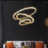 Lampes suspendues 2023 lampe à LED Art moderne anneau cristal Simple Restaurant nordique créatif salon chambre Bar lumière décorative