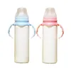 8oz sublimatie zuigfles roestvrijstalen sippy cup met tepelhandvat 8oz onbreekbare witte zuigfles voor sublimat Mila