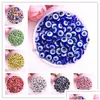 Beads New 50Pcs 10Mm Oval Bead Evil Eye Resin Spacer For Jewelry Making Diy Bracelet 01 Drop Delivery Home Garden Arts Crafts Dh1Og