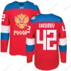 Maglie da hockey della squadra della Coppa del Mondo 2016 Russia WCH 74 Emelin 72 Bobrovsky 47 Marchenko 42 Anisimov 41 Kulemin 27 Panarin 22 Zaitsev Custom Hockey