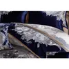 Conjuntos de cama Azul Sier Silk Algodão Cetim Jacquard Luxo Conjunto Chinês Queen King Size Folha de cama / Spread Duvet Er H0913 Drop Delivery Hom Dhimr