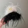 Barrettes en plumes d'autruche noires et blanches, griffes de cheveux, automne-hiver coréen, peluche moelleuse, épingle à cheveux, accessoires pour cheveux féminins, 2023