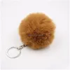 MTI Color 8cm Rabbit Fur Ball -keychain pom plush car beving key ring key recl