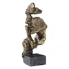 Obiekty dekoracyjne figurki mini 3PCS Set Silence Is Gold Statue Desin Rzeźba Rzeźba biuro Dekoracja Dekoracja