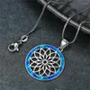 Anhänger Halsketten Vintage Hohl Runde Blume Halskette Weiß Blau Opal Stein Boho Gold Silber Farbe Kette Für Frauen Männer