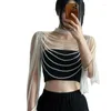 Kedjor Pearl Body Chain for Women Axel smycken Party Wedding Dress Accessory Sexig Beaded Collar Bra Top tröja