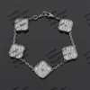 100% Silver Charm Bracelets 18K Gold Plated van Clover Bracelet 5 flowers Fashion Chain Luxury motif Designer Bracelet For Women High End cleef party Jewelry Gifts