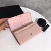 Cartera de cuero para hombre y mujer, billetera clásica larga con caja, monedero, carpeta para pasaporte, tarjetero superior de lujo