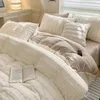 寝具セット冬の濃いぬいぐるみカバーベッドリネンセットホームテキスタイルキルトカバーシート枕カバー4pcs豪華なクイーンサイズの寝具セット231110
