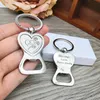 Party Favor 100pcs Love Heart Keychain Bottle Opener Personalized Wedding Souvenir Custom Po Picture Key Holder Beer Openers 230410