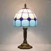 Tischlampen Tiffany kreative europäische mediterrane Schlafzimmer Nachttischbeleuchtung Dekoration warme Farbe amerikanische Retro nostalgische Lampe