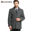 Erkek Yün Karışımları Katlar Erkekler Sonbahar Kış Kış Geri Kalın Sıcak Ceketler Tek Düğme Tek Düğmesi Dış Giyim Erkek ve Katı Kahve Grisi M-3XL Nadi22