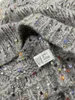 Women's Sweaters 2023 Autumn/Winter Colorful Sequin Hollow Out Round Neck Drop Shoulder Sleeves Grey Loose Knit Pullover Woman Sweater
