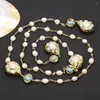 Pendant Necklaces GuaiGuai Jewelry Real White Keshi Pearl Larimar Blue Ocean Jasper Long Rosary Multi Color CZ Chain Necklace Simple Women