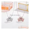 Women Designers Pendant Necklaces Crystal Crown Necklace Anniversary Gift Fashion Pendants Jewelry 2 Colors With Box Drop Delivery Dh7Zb