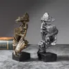 Obiekty dekoracyjne figurki mini 3PCS Set Silence Is Gold Statue Desin Rzeźba Rzeźba biuro Dekoracja Dekoracja