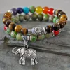 Ensemble de 2 brins de bracelets bouddha, œil de tigre, éléphant, méditation, perles Chakra Mala, Protection tibétaine