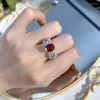 Cluster Rings 2023 S925 Silver Pigeon Blood Red 7 9 Angel Wing Ring Femelle Versatile Tiktok Live Broadcast