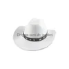 Wide Bim Hats Cowboy Hut Fedora Hüte für Frauen Mann Western Cowgirl Panama Casual Solid Belt Band Breitkandel Sombrero Hombre Dhgarden Dhbwi