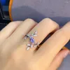 Cluster Rings Luxurious Big Width Leaf Sprouting Natural Blue Tanzanite Ring S925 Silver Gemstone Women's Party Gift Fine Jewelry