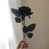 Decorative Flowers Gothic Black Rose Artificial Branch Simulation Halloween Party Flower Arrangement Ornaments Po Props