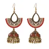 Boucles d'oreilles pendantes Vintage géométrique ethnique Boho pour femmes, en forme de secteur, cloche en cristal, corde suspendue, anneaux d'oreille faits à la main