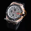 APF 44mm 26416RO A3126 Automatic Chronograph Mens Watch Rose Gold Ceramic Bezel Black White Dial Strap Rubber Exclusive Technology Super Version Puretimewatch B2