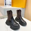 Designer-Stiefel, Stiefeletten aus Kalbsleder, klassische braune dicke Absätze, Winter-Martin-Outdoor-Reise-Knöchel