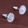 Stud Earrings KFT Silver Plated Natural Stones Healing Crystal Quartz Reiki Opalite Opal Half Ball Stone Earring For Women Men Jewelry