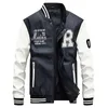 Heren Jassen Jas Mannen Borduren Baseball Pu Lederen Jassen Slim Fit College Luxe Fleece Pilot casaco masculino 231110