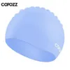 Swimming caps Copozz Elastic Silicon Rubber Waterproof Protect Ears Long Hair Sports Swim Pool Hat Free size Cap for Men Women Adults 230411